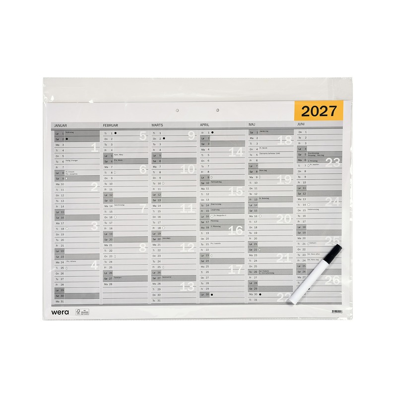 Vægkalender A3 2027 DK - Billede 2