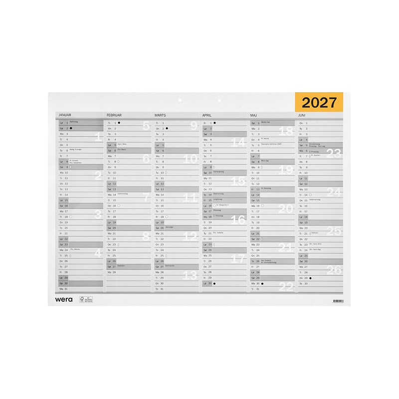 Vægkalender A3 2027 DK - Billede 3