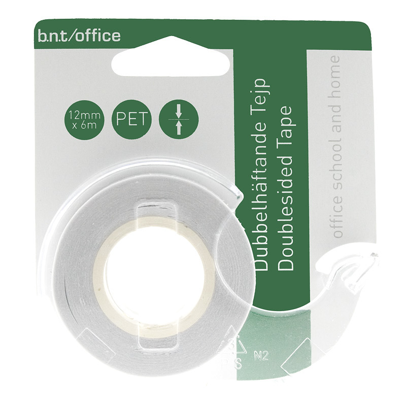 Dobbeltklæbende tape 6m x 12mm PET