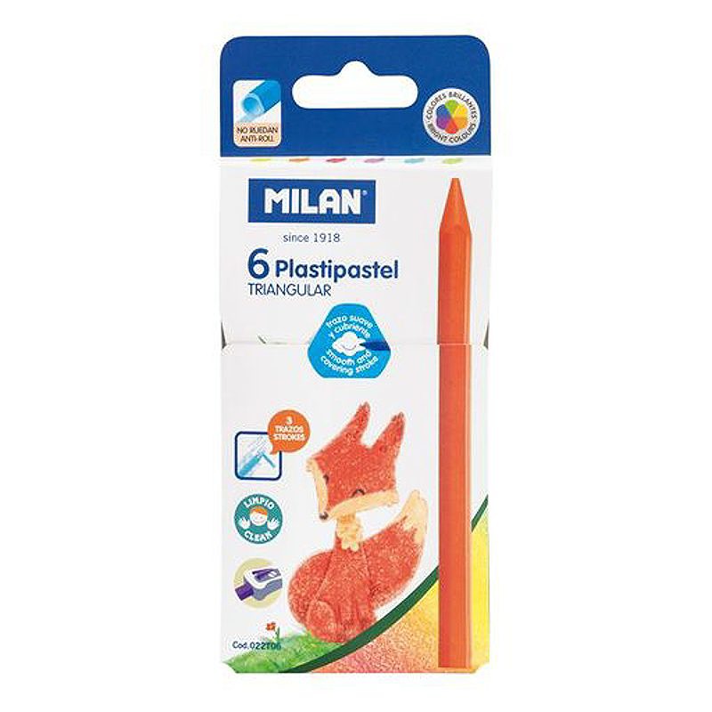 MILAN Trekantede Plastipastel Kridt 6 Farver