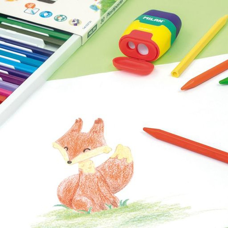 MILAN Trekantede Plastipastel Kridt 6 Farver - Billede 3