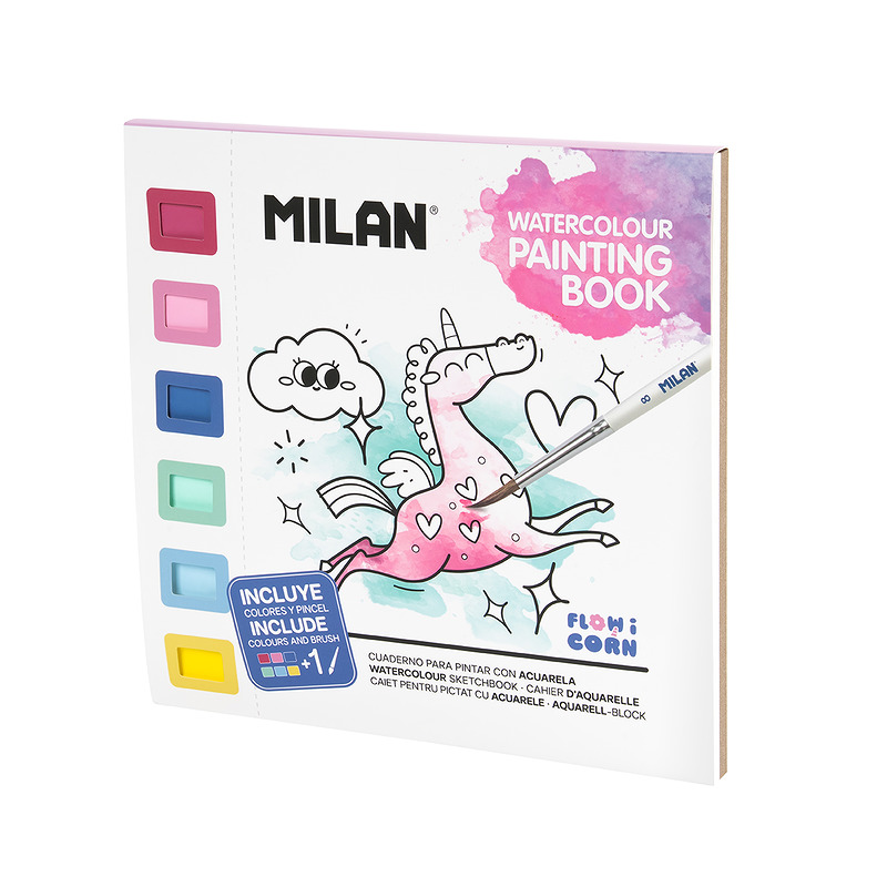 MILAN Flowicorn Malebog Med Vandfarve og Pensel - Billede 5