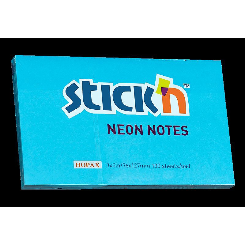Notesblok 76x127 100 Blad Neon Blå