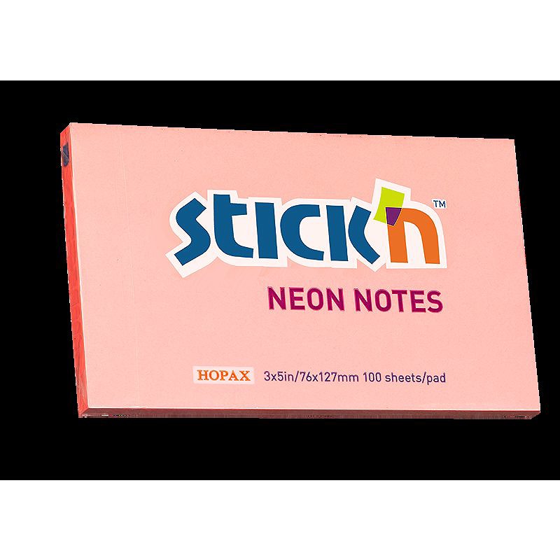 Notesblok 76x127 100 Blad Neon Lyserød