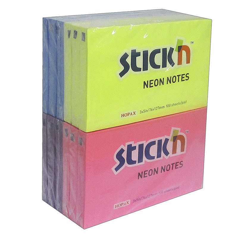 Notesblok 12st 76x127 100 Blad Assorterat Neon