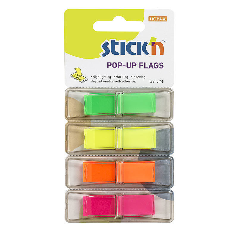 PopUp Flikar 4x40st 45x12mm Neon