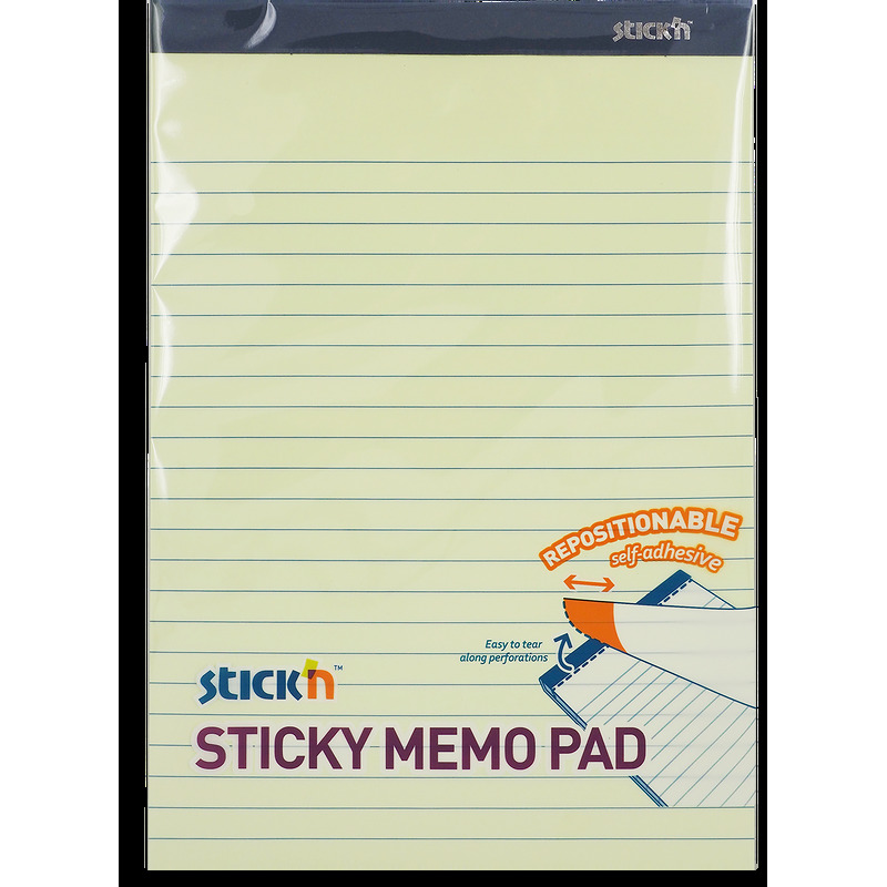 Sticky Memo 254x178 50 Blad Linjeret Gul - Billede 2
