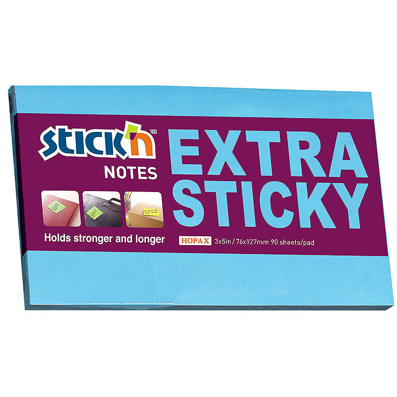 Notesblok Extra Sticky 76x127 90 Blad Neon Blå