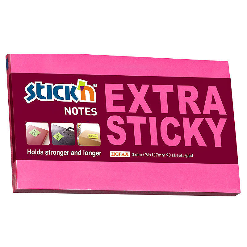 Notesblok Extra Sticky 76x127 90 Blad Neon Rød