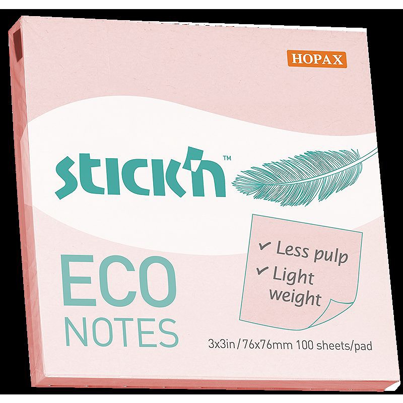 Notesblok ECO 76x76 100 Blad Lyserød