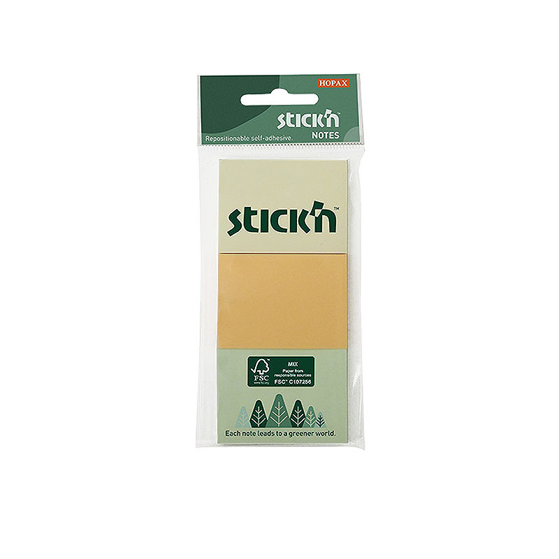 Miljø Notisblok 100 blad 38x51mm 3 Farver