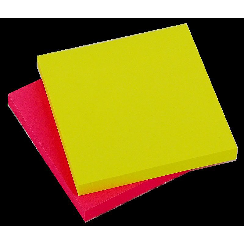 Notepad FSC 76x76 100 ark 2 pakker Assorteret Neon Kartonomslag