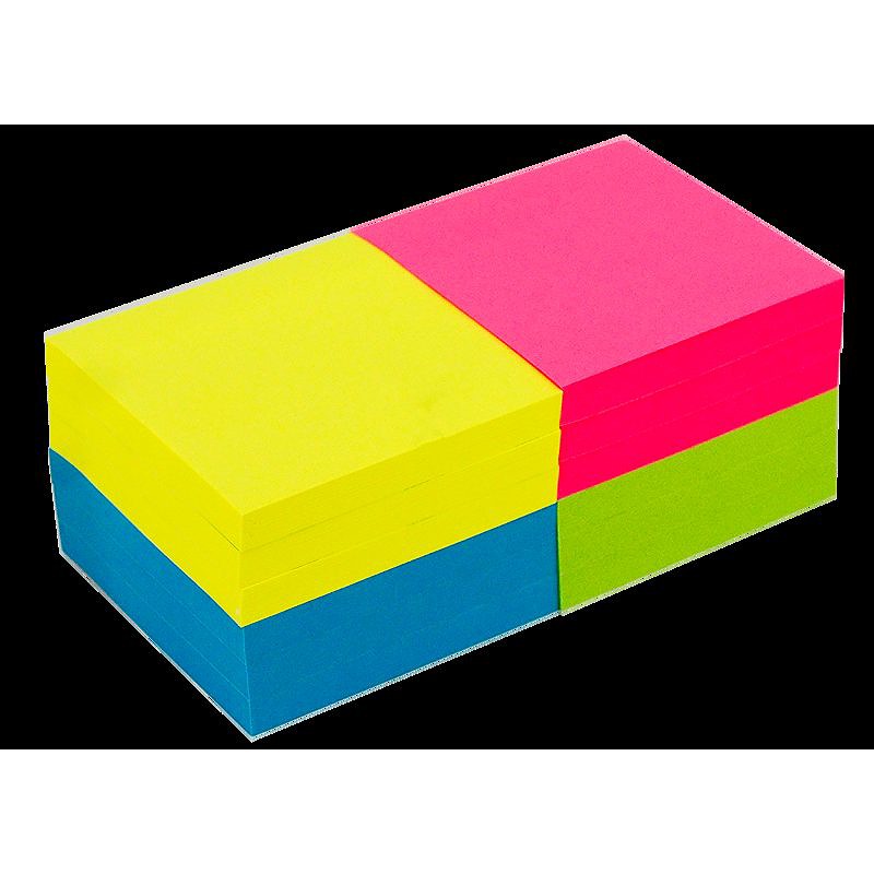 Notepad FSC 76x76 100 ark 12 pakker Assorteret neon Kartonomslag