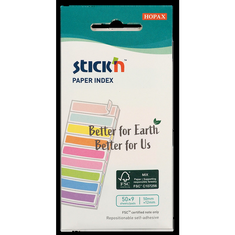 Indeksfaner FSC 9 stk. 50x12 50 ark Assorteret neon Kartonomslag - Billede 6