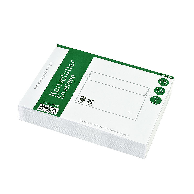 Kuverter C6 Peel & Seal 50st Hvid