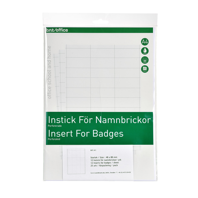 Indstik A4 Til Navneskilt 38x72mm