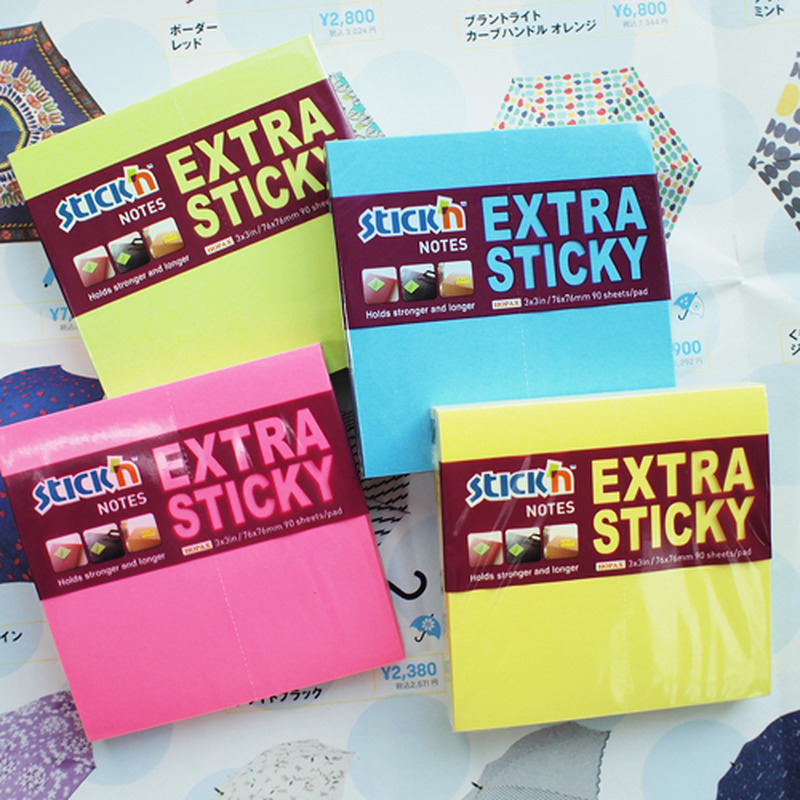 Notesblokke Extra Sticky 76x76 mm 90 ark 6-pak Neon Assorteret 4 Farver - Billede 3