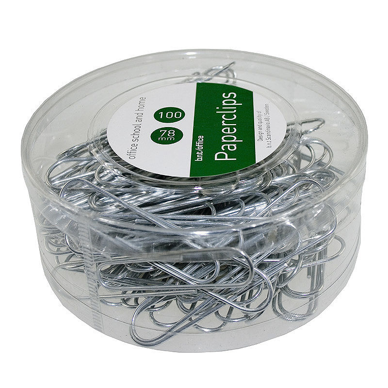 Papirclips 78mm 100 Pakke Sølv