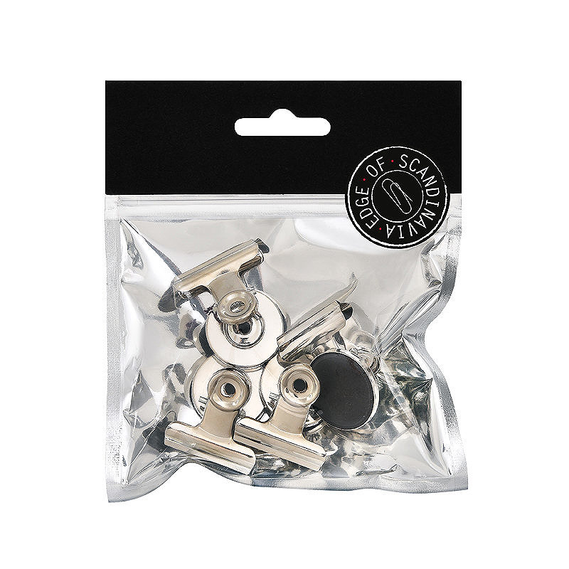 Edge of Scandinavia Bulldogklemme Med Magnet 31mm 4st Sølv.