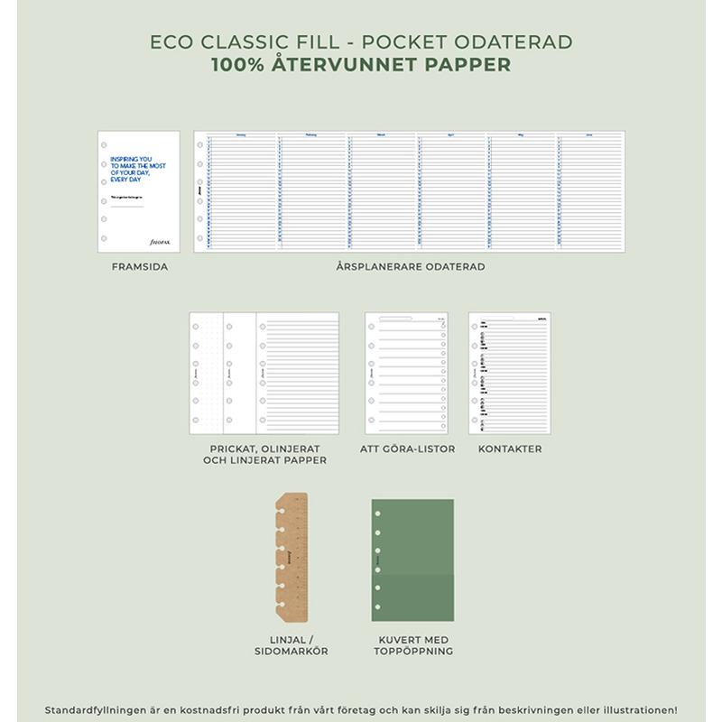 Filofax Eco Essential Pocket Systemkalender Gylden Egk