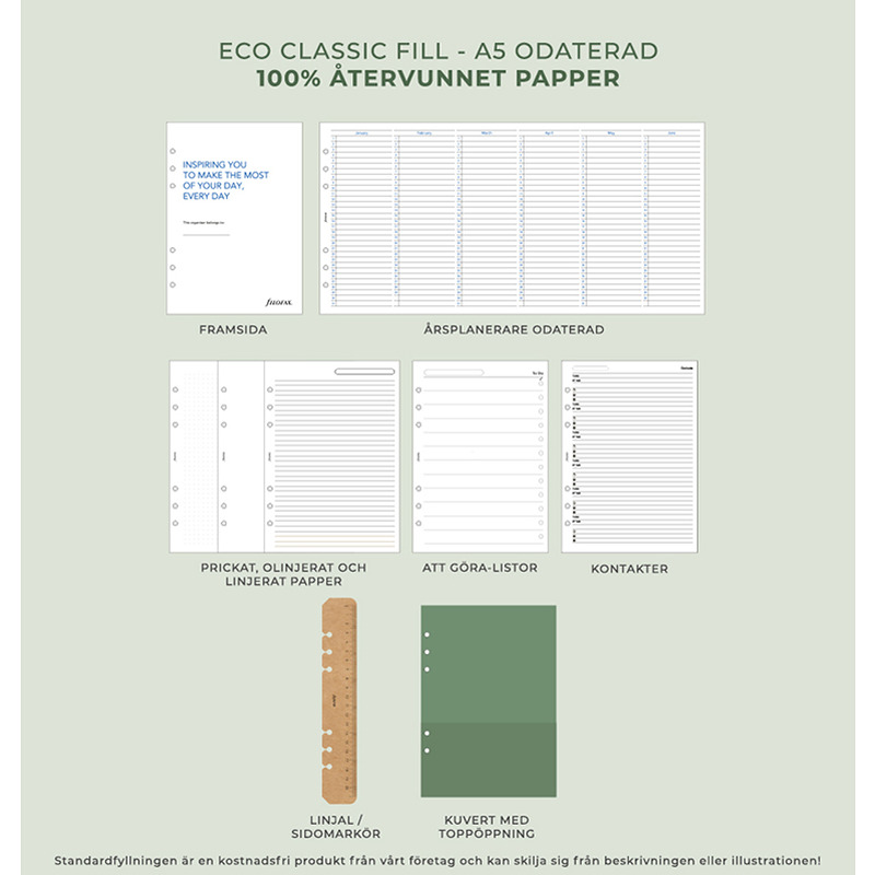 Filofax Eco Essential Systemkalender A5 Gylden Egk