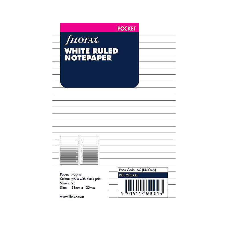 Pocket Noteark Linjeret Hvite