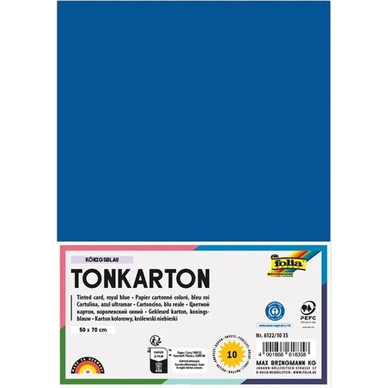 Karton 50x70 cm 220 g 10 Ark Kongeblå - Billede 2