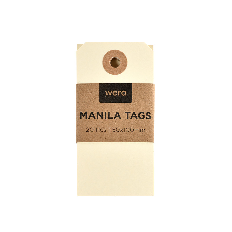 Wera Manila tag 50x100mm 20 Pakke x 10 Cremehvid - Billede 3
