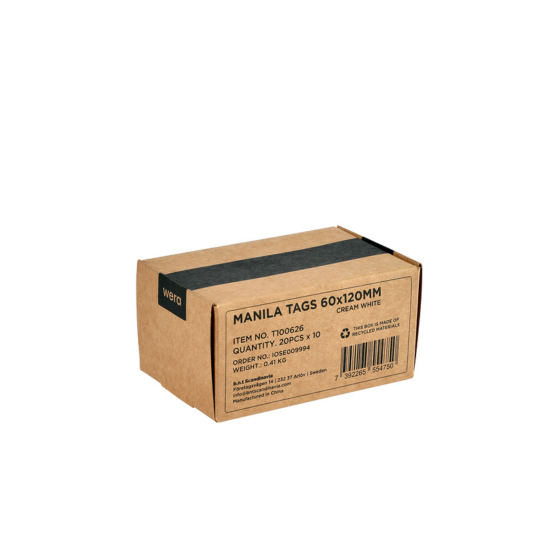 Wera Manila tag 60x120mm 20 Pakke x 10 Cremehvid - Billede 3
