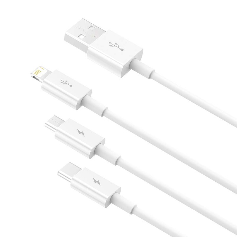 Baseus cable 3in1 Superior USB - Lightning + USB-C + microUSB 1,5 m 3,5A white - Billede 4