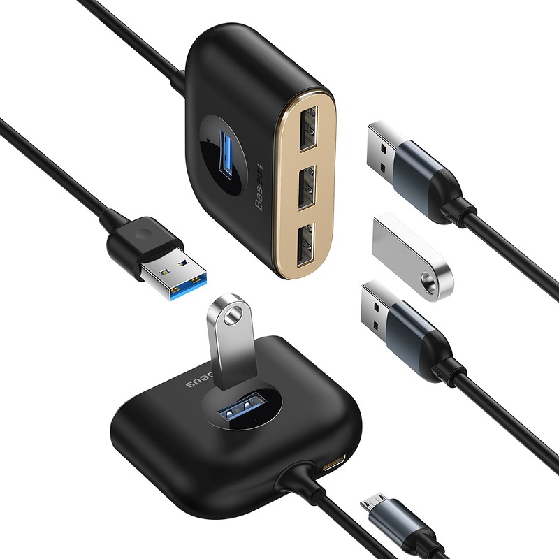 Baseus adapter HUB Square USB 3.0 to 4x USB black - Billede 2