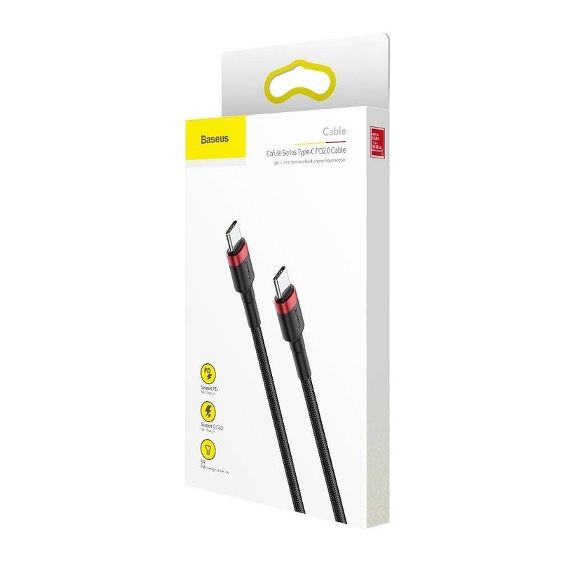 Baseus cable Cafule PD USB-C - USB-C 2,0 m red-black 60W - Billede 3
