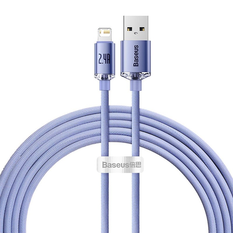 Baseus cable Crystal Shine USB - Lightning 2,0 m 2,4A purple