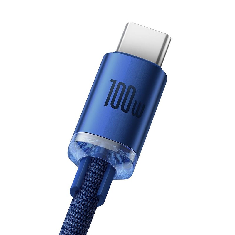 Baseus cable Crystal Shine USB - USB-C 2,0 m 100W blue - Billede 3