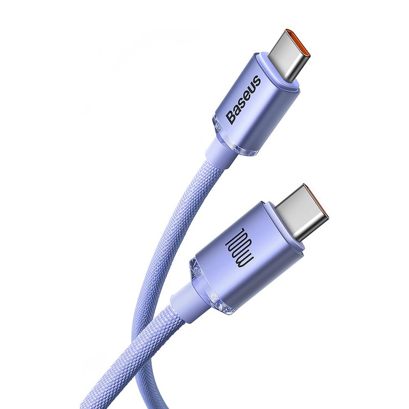 Baseus cable Crystal Shine USB-C - USB-C 1,2 m 100W purple - Billede 2