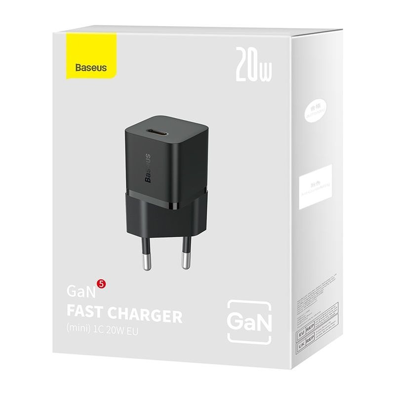 Baseus wall charger GaN5 Mini PD 20W 1x USB-C black - Billede 4