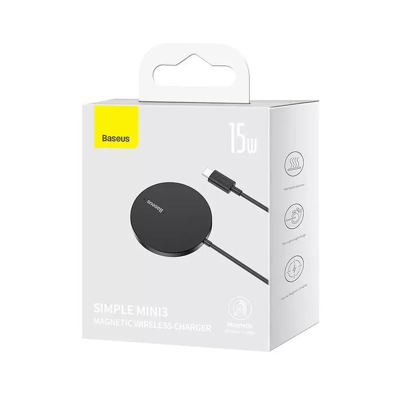 Baseus wireless charger Simple Mini 3 15W black magnetic - Billede 4