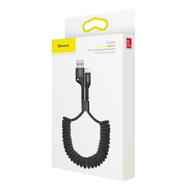 Baseus cable Fish Eye USB - Lightning 1,0m 2A black spring - Billede 3