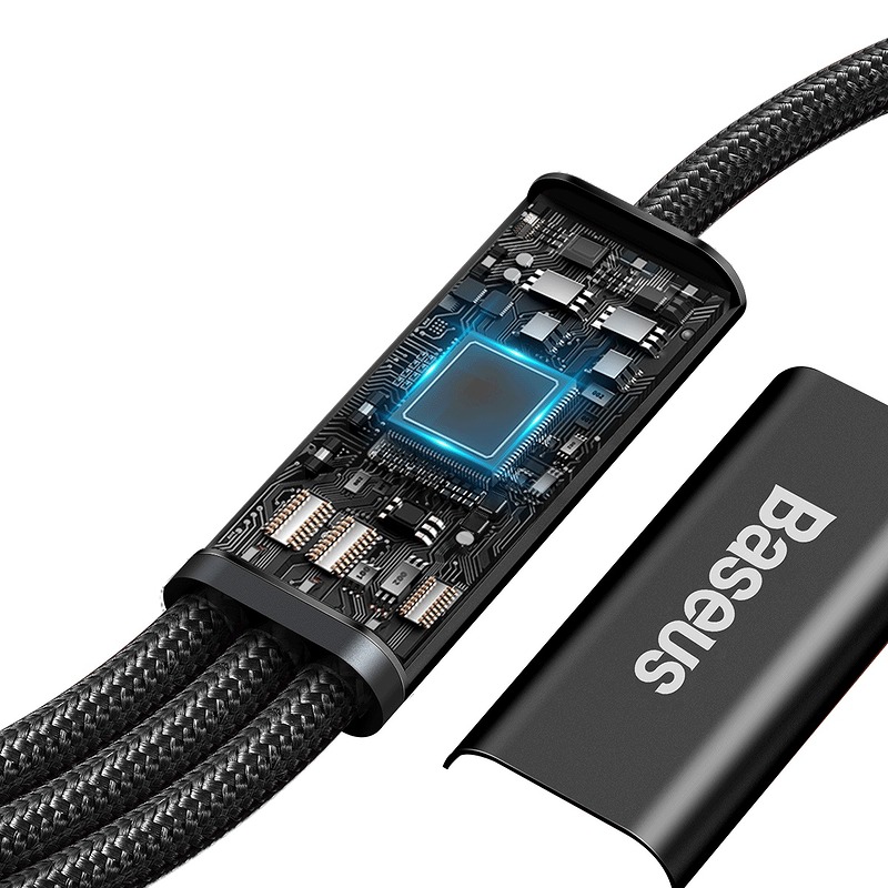 Baseus cable 3in1 Rapid PD USB-C - micro USB + Lightning + USB-C 1,5m black 20W - Billede 5
