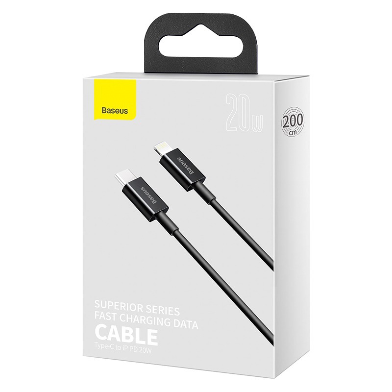 Baseus cabel Superior PD USB-C - Lightning 2,0m black 20W - Billede 3