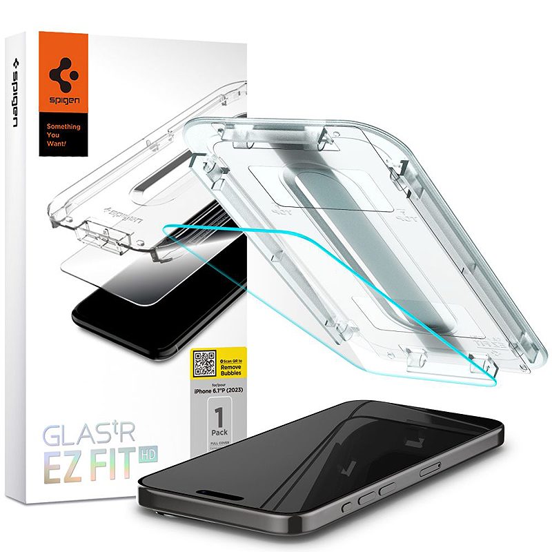 Spigen tempered glass GLAS.TR "EZ FIT" for iPhone 15 Pro 6,1" clear