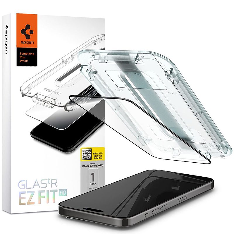 Spigen tempered glass GLAS.TR "EZ FIT" FC for iPhone 15 Pro Max 6,7" black