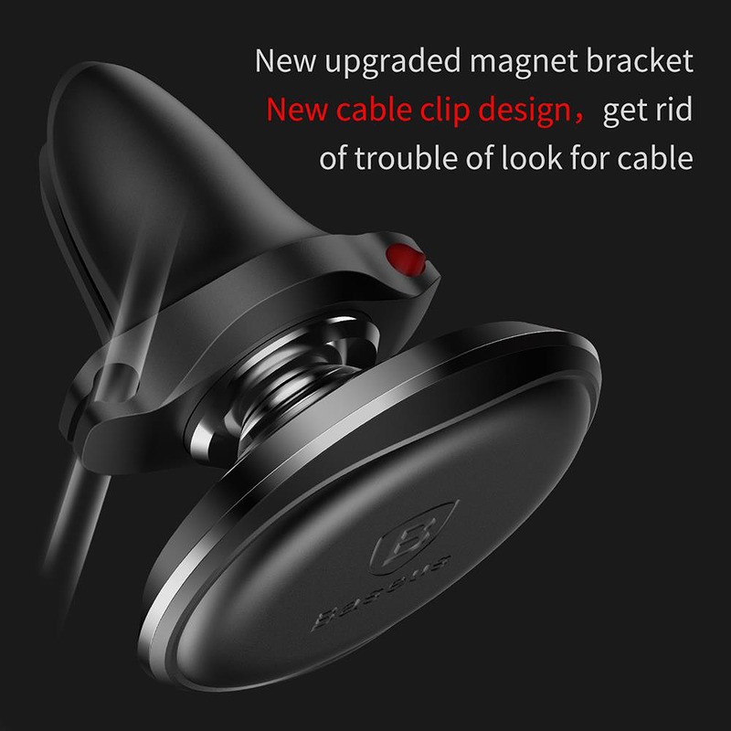 Baseus car holder magnetic with cable clip black new2 air vent - Billede 3