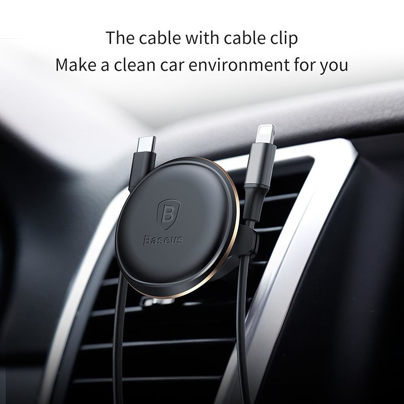 Baseus car holder magnetic with cable clip black new2 air vent - Billede 4