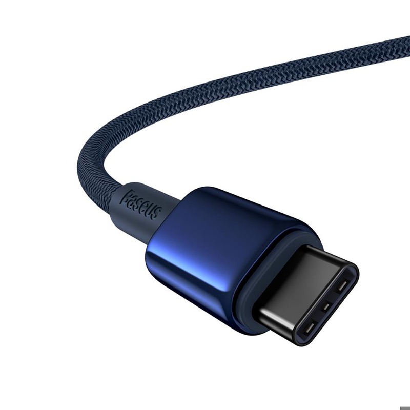 Baseus Tungsten Gold Fast Charging Data Cable Type-C to Type-C 100W 1m Deepsea Blue - Billede 2