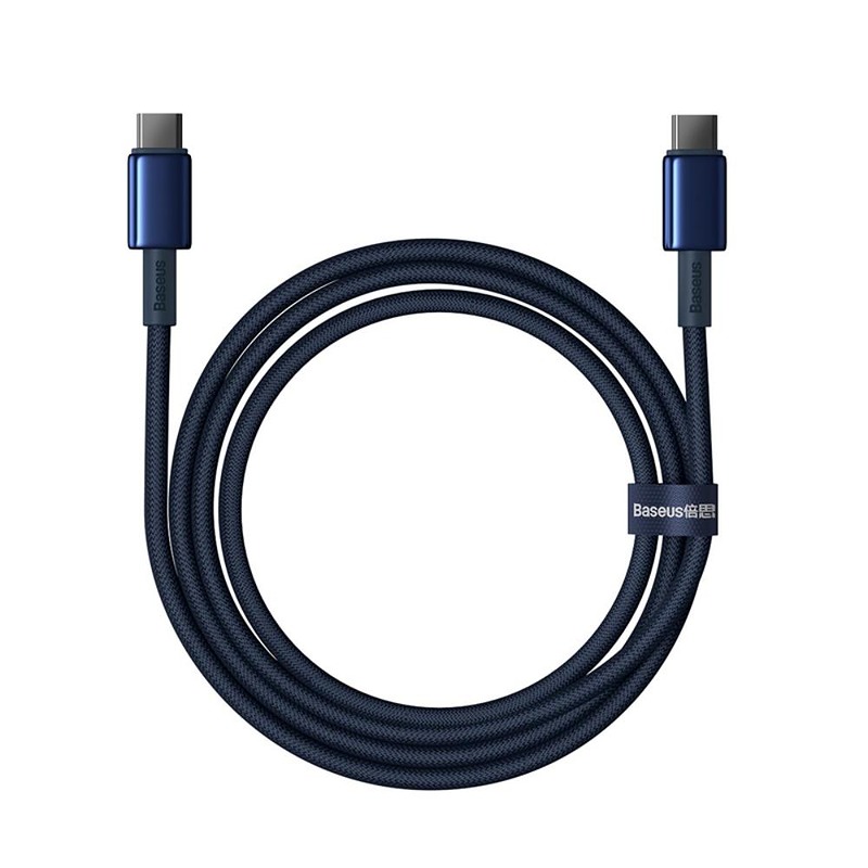 Baseus Tungsten Gold Fast Charging Data Cable Type-C to Type-C 100W 1m Deepsea Blue - Billede 3