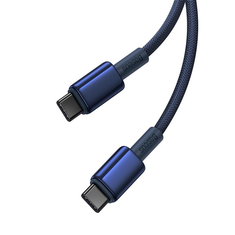 Baseus Tungsten Gold Fast Charging Data Cable Type-C to Type-C 100W 1m Deepsea Blue - Billede 5