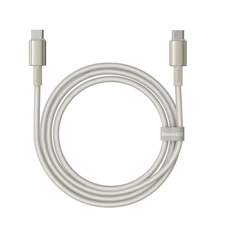 Baseus Tungsten Gold Fast Charging Data Cable Type-C to Type-C 100W 1m Titanium Galaxy Gold - Billede 2