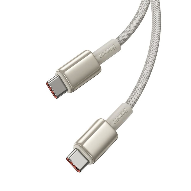 Baseus Tungsten Gold Fast Charging Data Cable Type-C to Type-C 100W 1m Titanium Galaxy Gold - Billede 4