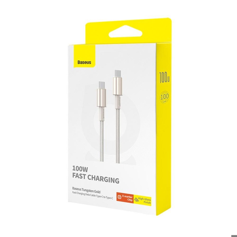 Baseus Tungsten Gold Fast Charging Data Cable Type-C to Type-C 100W 1m Titanium Galaxy Gold - Billede 5